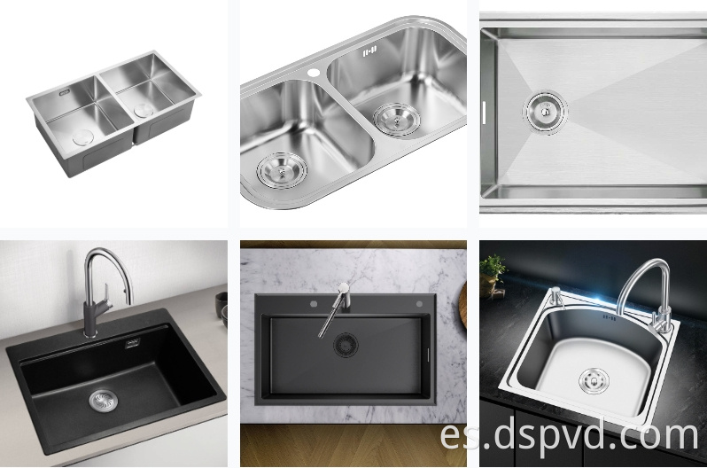 Cocina de Pvd de fregadero de acero inoxidable de acero inoxidable Kitchenware Stainless Steel Sink Pvd Coating